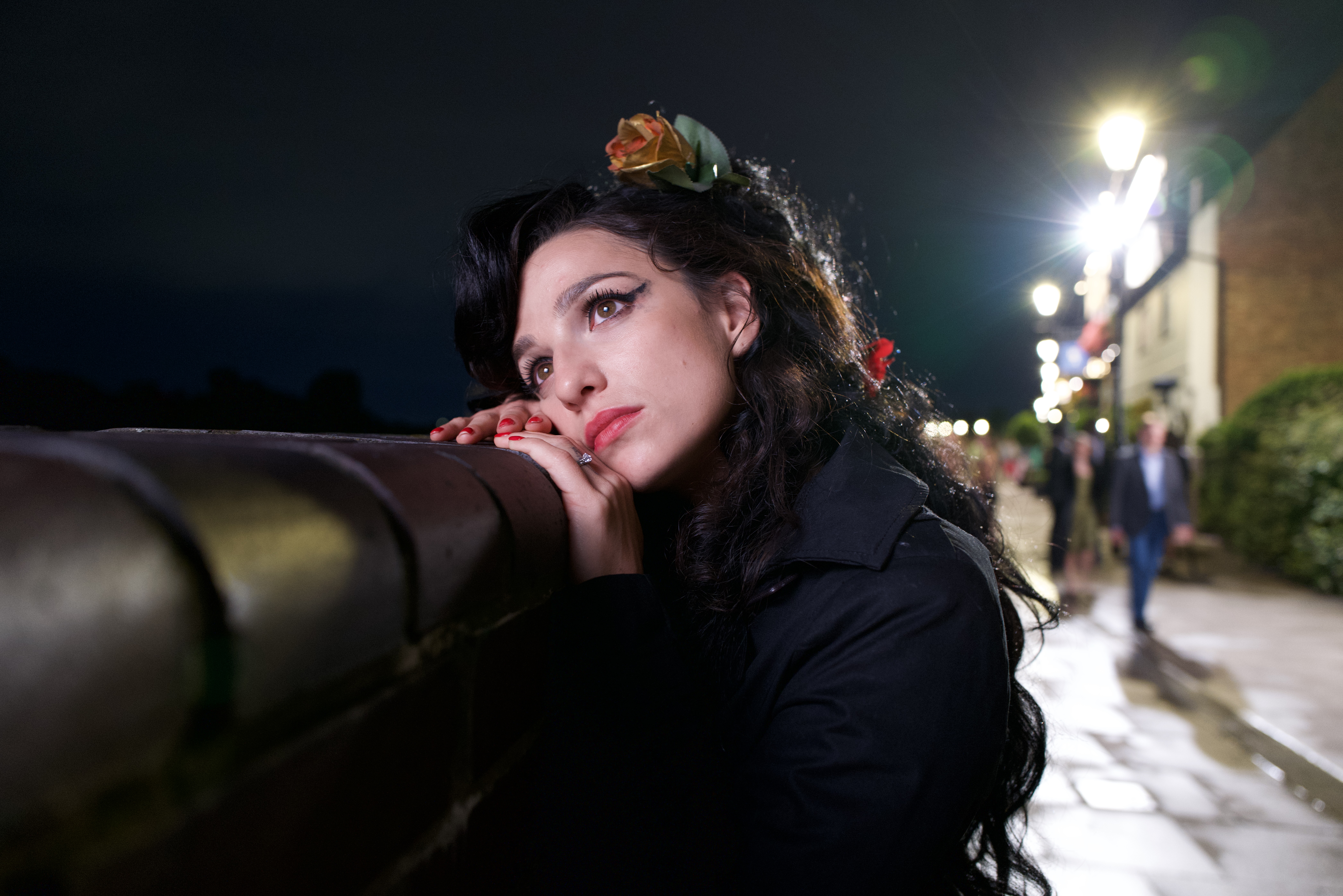 Marisa Abela as Amy Winehouse in 'Back To Black' on Lower Mall in Hammersmith