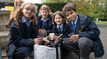 Pupils from local St John’s Walham Green primary school at work in Fulham Cemetery