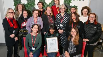 The co-production team who support H&F's family Information Service and their award. Reema Sharma, bottom right.