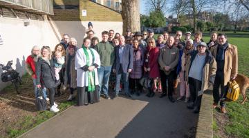 Residents and friends and family of Jenny Vaughan attend the naming event