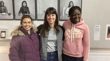 Pictured: Local artist Camila Almeida (centre) with project participants Nera and Feroula