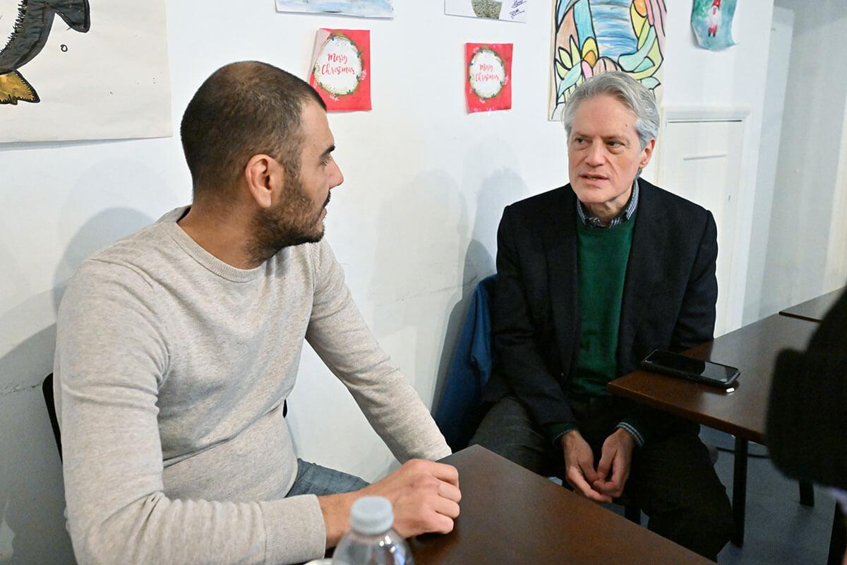 H&F Deputy Leader Ben Coleman (right) visits the Barons Court Project homeless charity to back their Christmas donation appeal