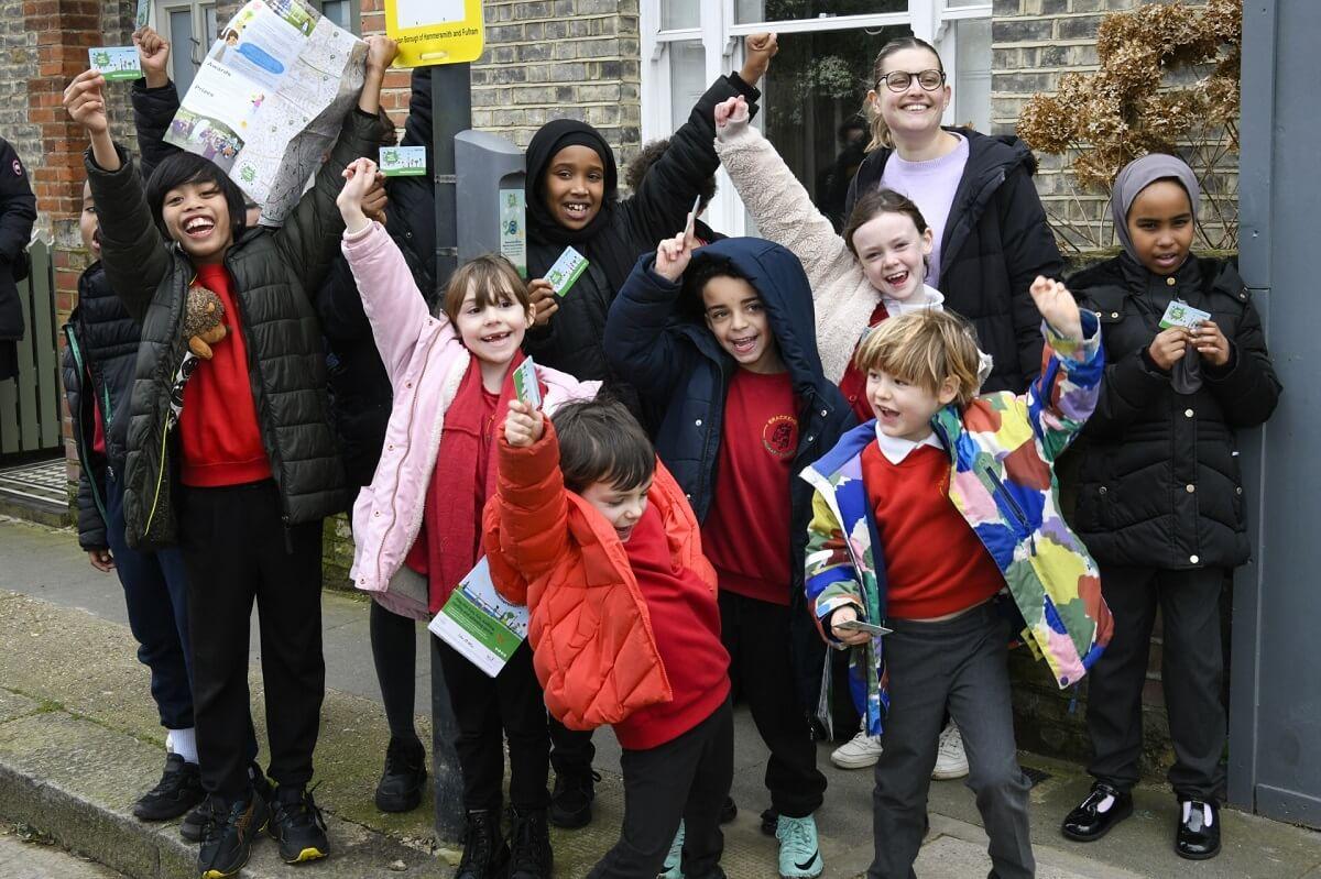 Pupils from Brackenbury primary school at a Beat Box in Ravenscourt Gardens, Hammersmith