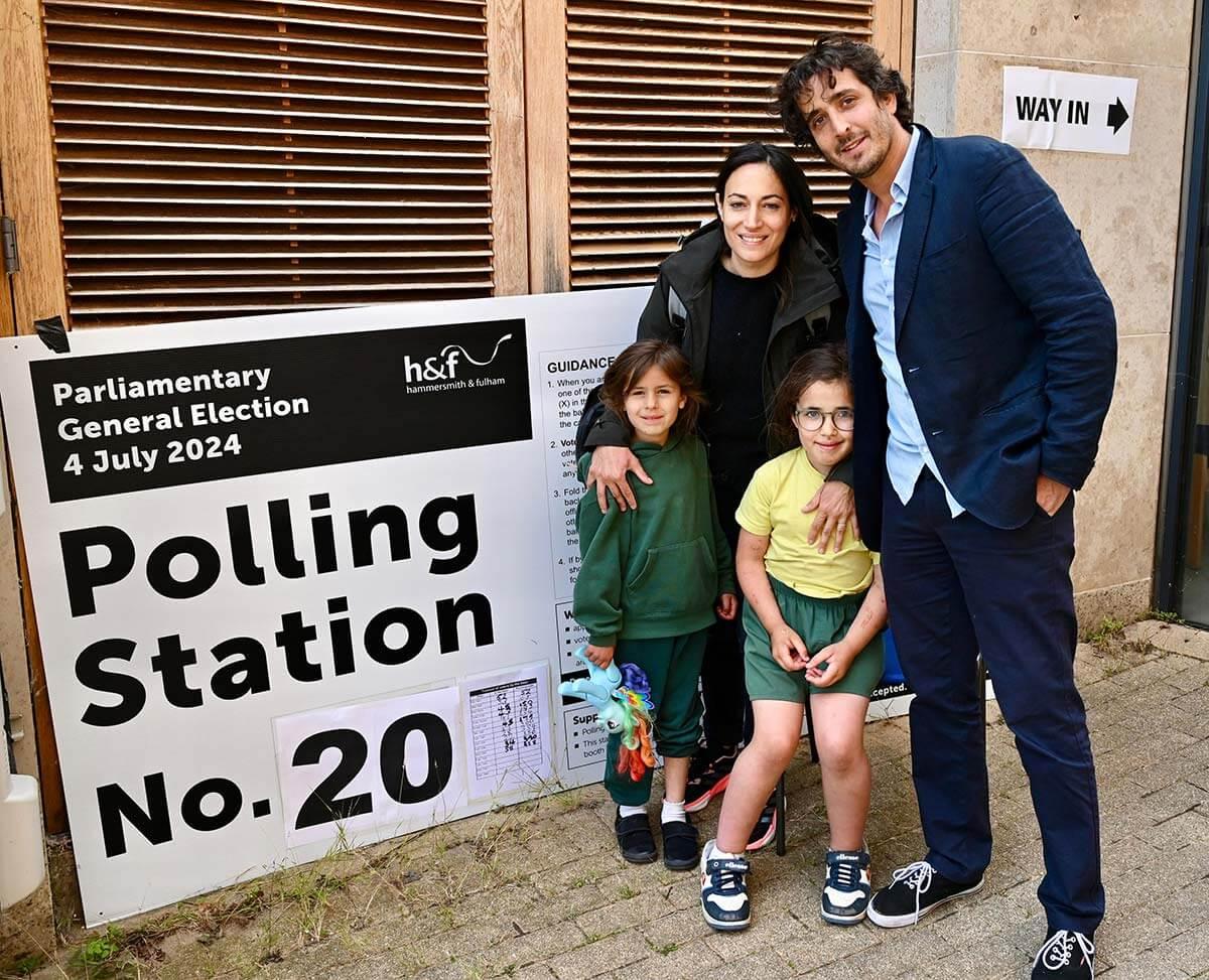 Family at the Queens Manor Primary School polling station
