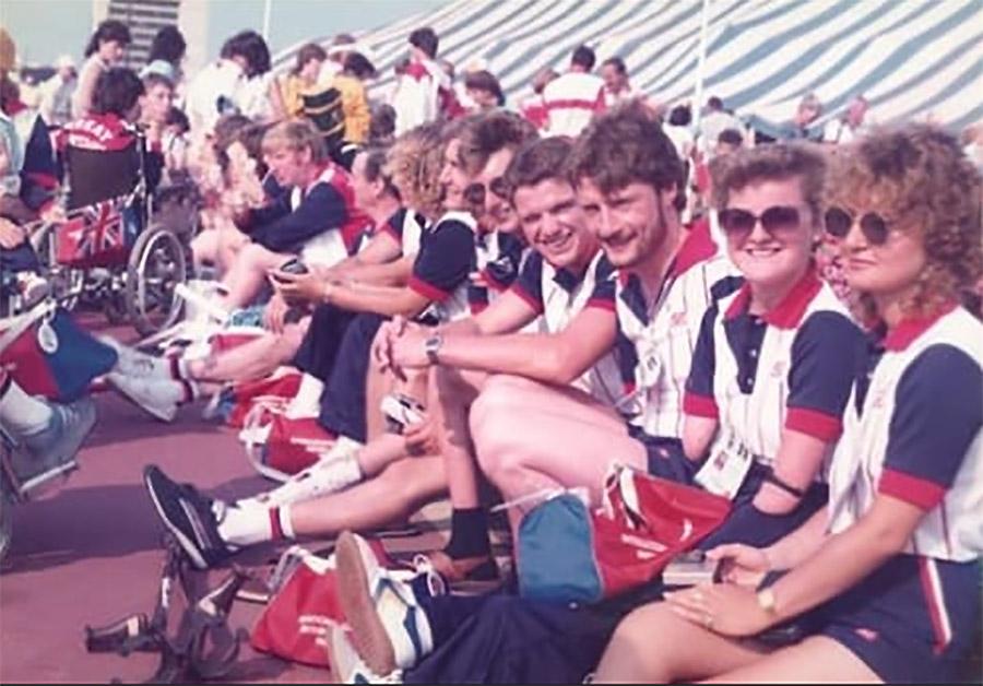 Tara Flood (second from right) at the New York 1984 Paralympic Games