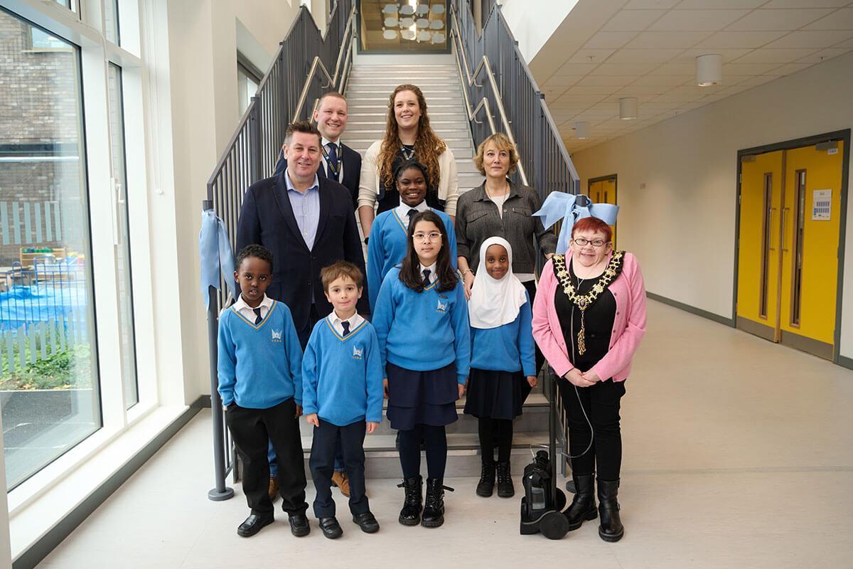 Cllr Cowan (left) and Cllr Quigley (right) open Ark White City Primary