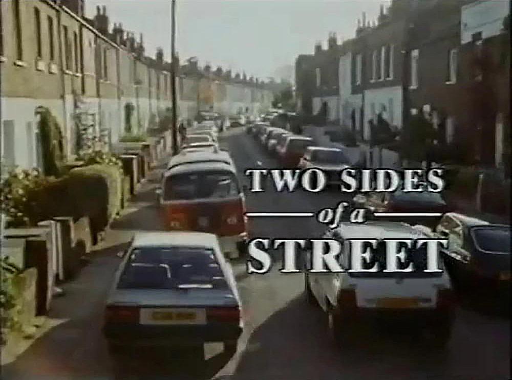 Title card from 1989 film Two Sides of a Street, featuring the real-life residents of Cardross Street, W6