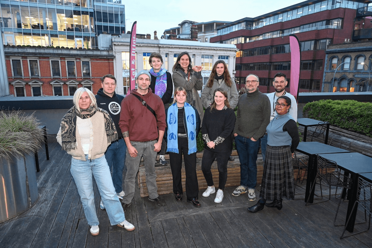 From left to right: Mandy Dewald, Eamonn O’Keeffe (Masbro Centre), Karl Ulke, Lyn Reiners, Daniela da Costa, Peter Barton, Gareth Dixon (YHFF) and Ruth Berhane. Top from left to right: Carolin Mothes, Anja Kaschub and Sandra Latowski