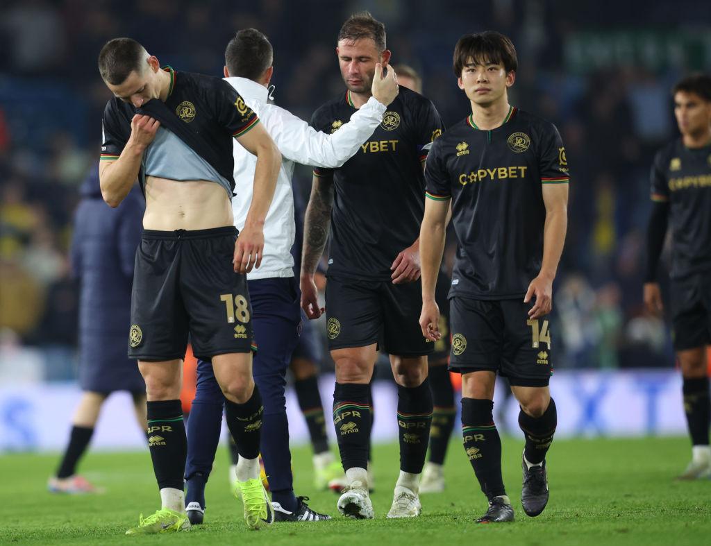 Zan Celar, Steve Cook and Koki Saito after the defeat to Leeds United