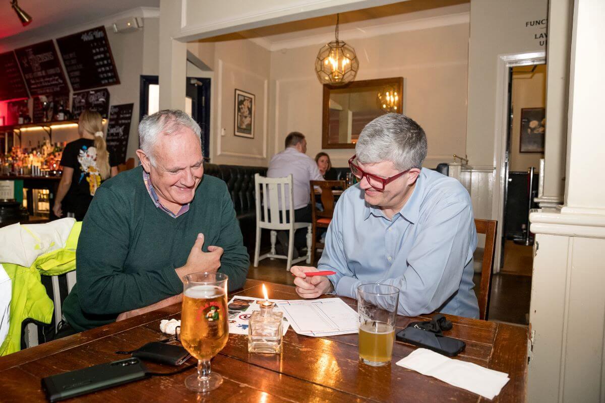 A quiz team at The Stonemasons Arms