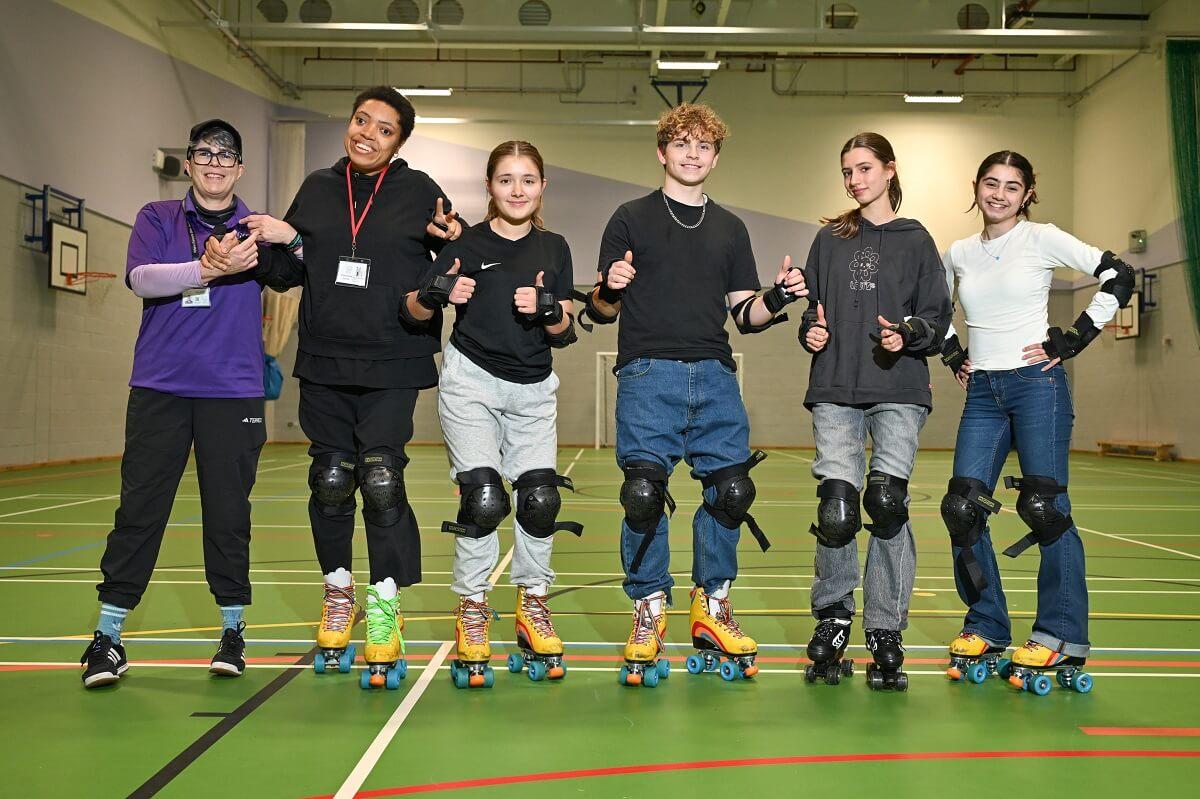 F-l-t-r: WEST youth zone worker with H&F Youth Council members Mariah, Vanessa, Albie, Anushka and Ealaf