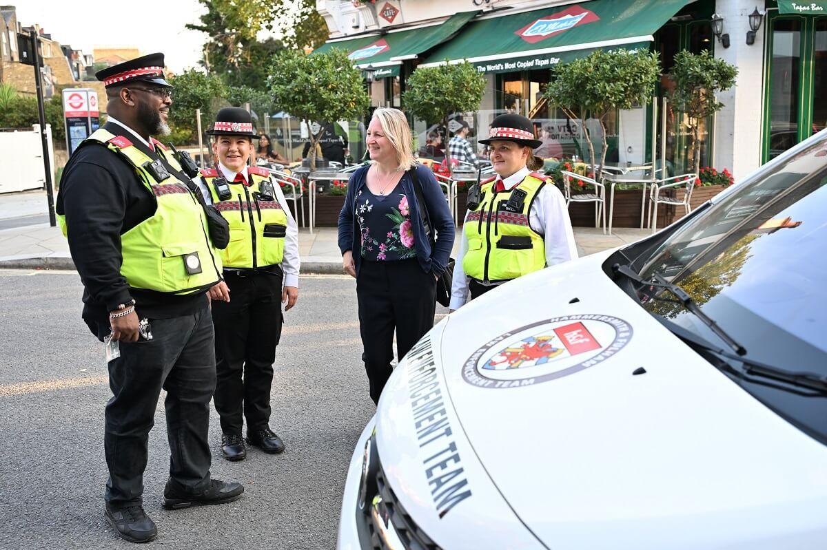 H&F Cabinet Member for Social Inclusion and Community Safety, Cllr Rebecca Harvey (second from right), with officers from H&F's pioneering Law Enforcement Team