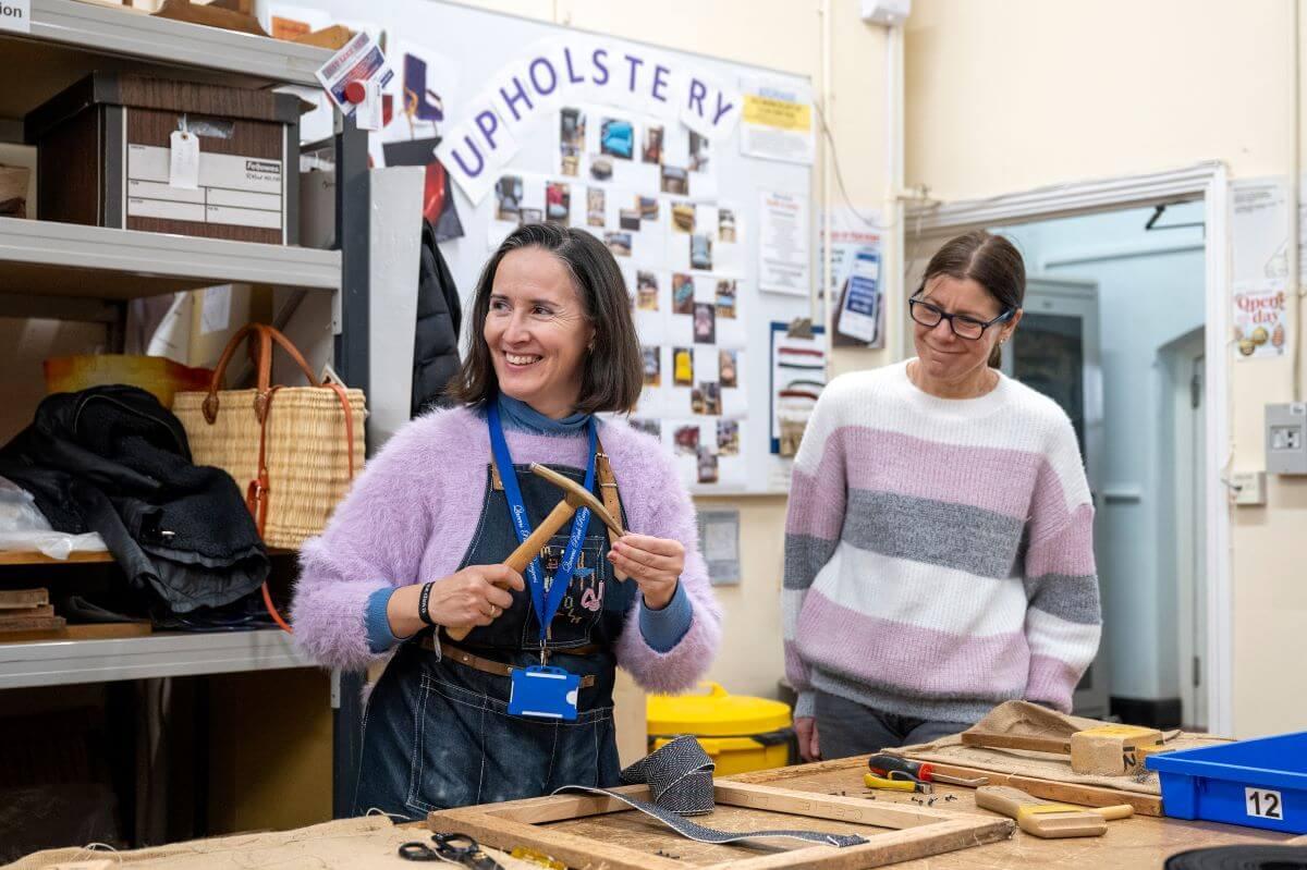 Upholstery class at the Macbeth Centre in Hammersmith