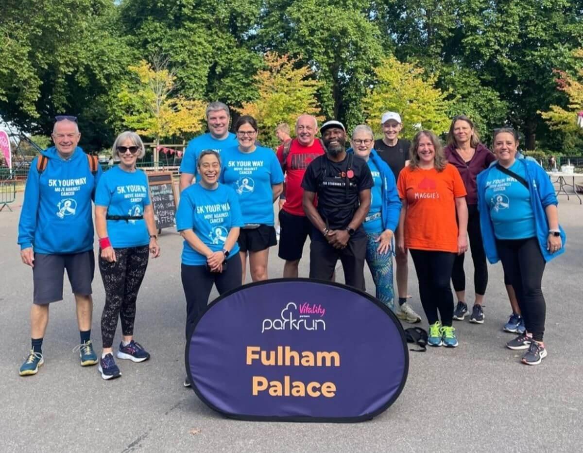 Charlie Degale (front row, centre right, black top) with Fulham Palace 5k Your Way group