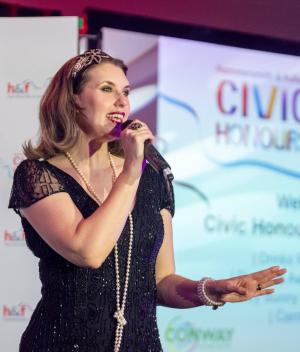 Bunny Nightingale performs at H&F's Civic Honours awards evening 2024