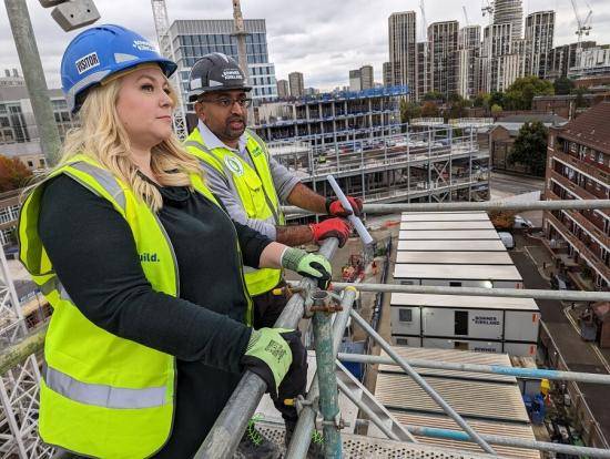 Cllr Sanderson, H&F Cabinet Member for Children and Education, overlooking the EdCity development in White City.