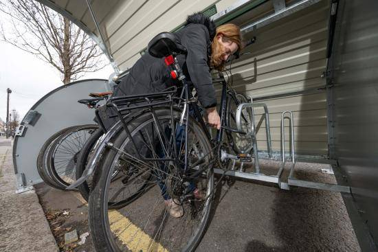 Each unit fits up to six bikes, which can be individually locked to the internal rack