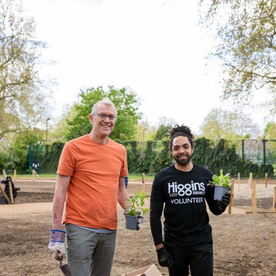 Local resident Philip (left) with Higgins volunteer (right)