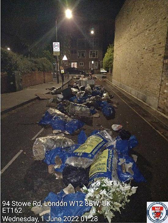 Waste illegally dumped in Shepherds Bush by rogue contractors