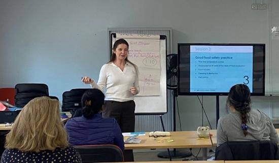 Karen Paterson leading a food safety training course