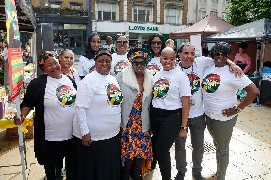 Celebrating local Black history achievements in Lyric Square, Hammersmith.