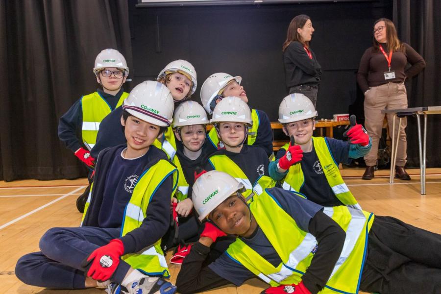 Pupils in protective clothing