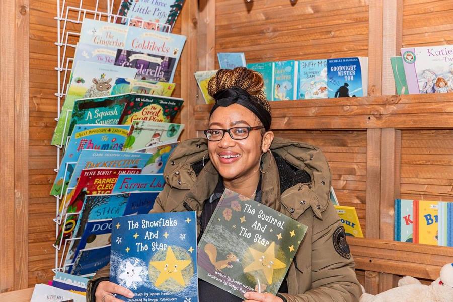 Author Junean Harrison performed the reading shed ribbon cutting