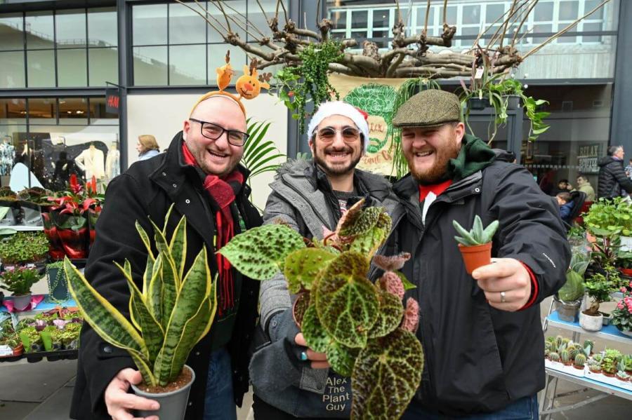 Alex The Plant Guy (centre) at H&F's Hammersmith Christmas Market 2022