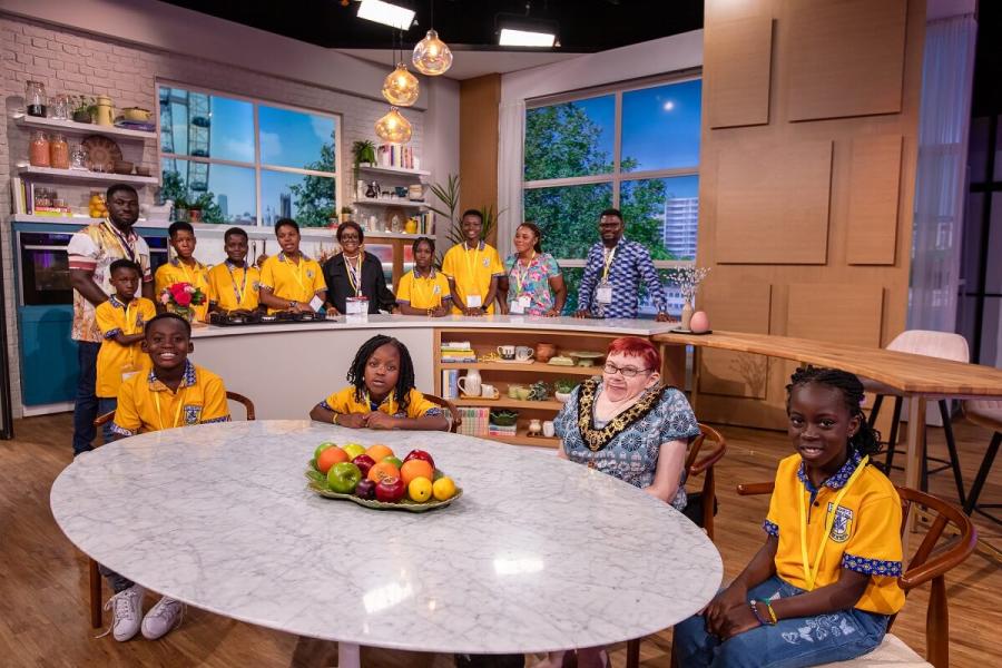 St Mary's students on the set of 'This Morning'