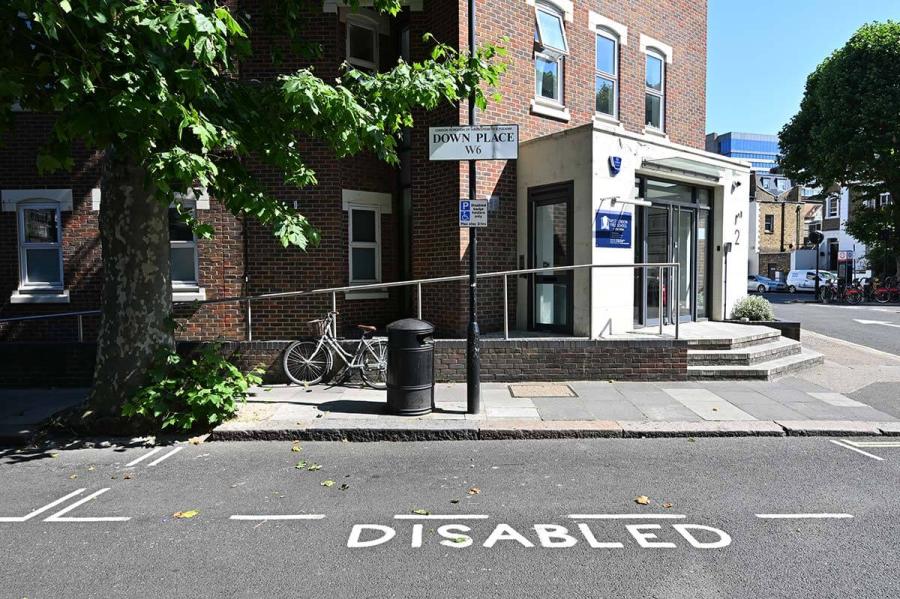 Disabled parking bay on Down Street, W6