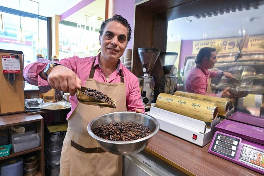 Wael Bou Hamdan with his roasted coffee beans
