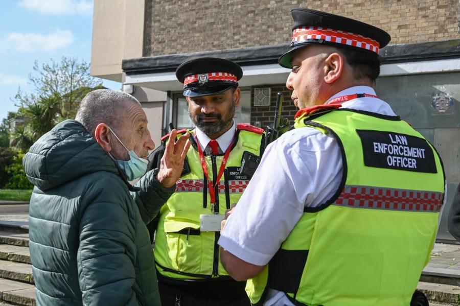 LET officers speaking with Clem Attlee estate residents in Fulham