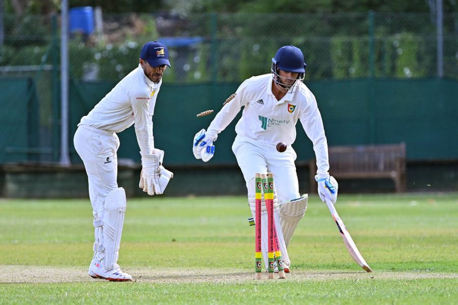 Luke Matthews just grounded his bat to stay in this time, but was eventually bowled for 16 against Crouch End