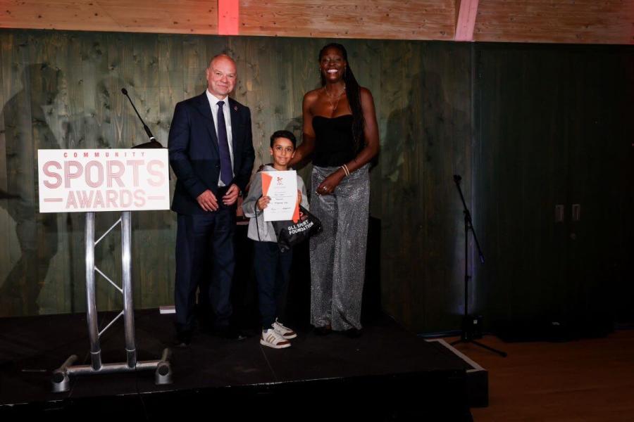 Adam Hassan (middle), 7, won a GLL award for Taekwondo