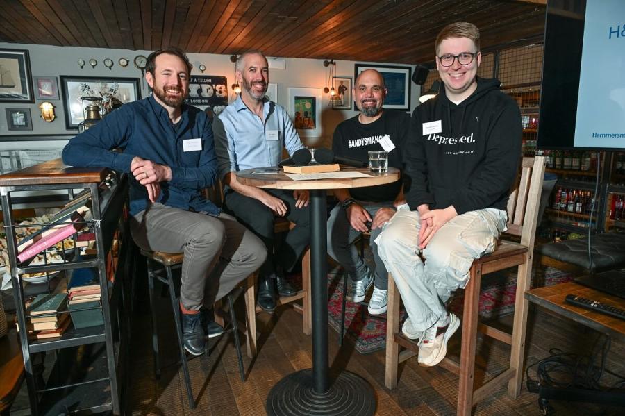 From left to right: Dan Bracken (from James’ Place), Ben Ingber (from The Listening Place), Stuart Fawcett (from Andy’s Man Club) and Samuel Davis (from Men Who Talk).