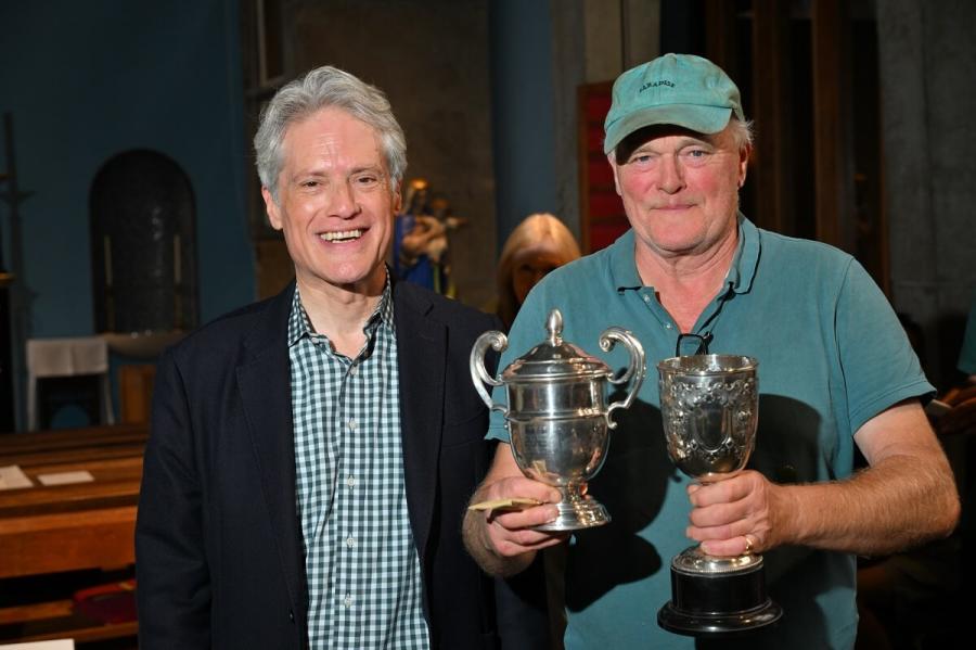 Local MP Ben Coleman presents Charles Dowson with the Cobb Challenge trophy and Frederick Hoare cup.