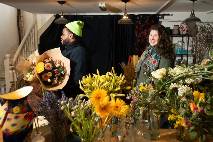 Philippa Smith (right), owner of Francis Smith Flowers and chair of the Askew Road Business Association