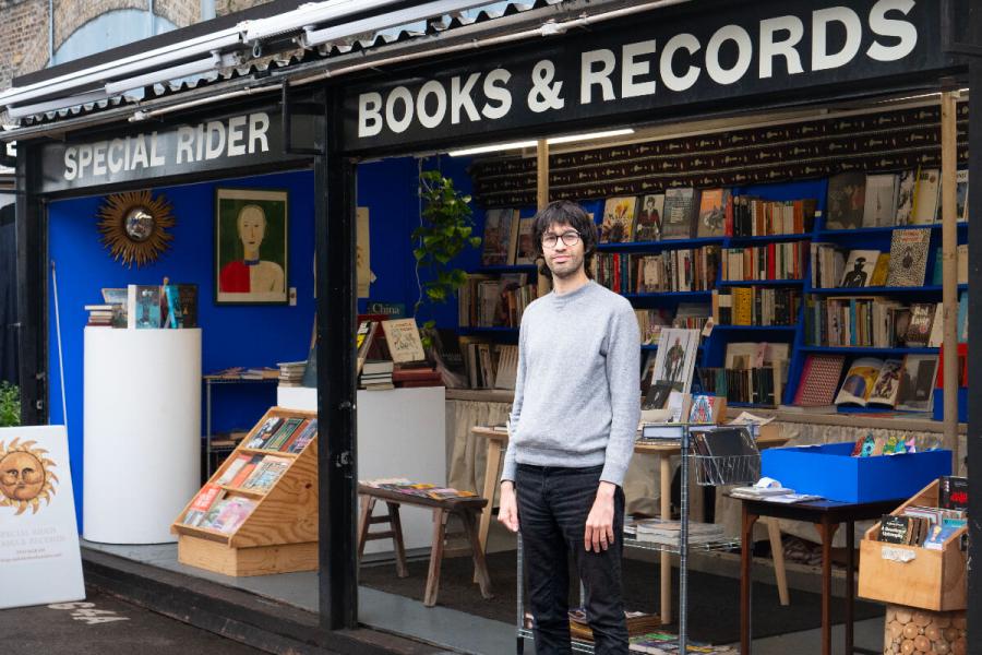 Minoo Dinshaw of Special Rider Books and Records in Shepherds Bush Market