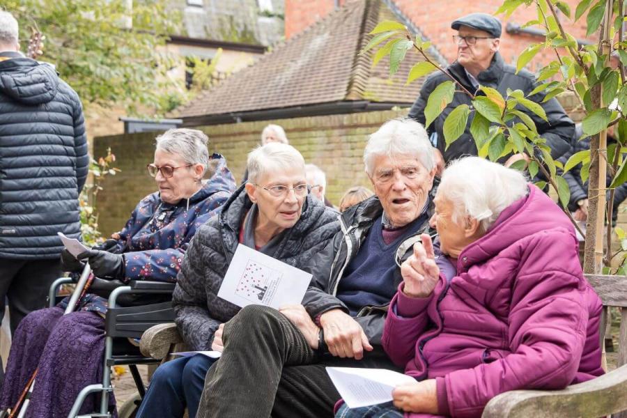 Residents attending the service