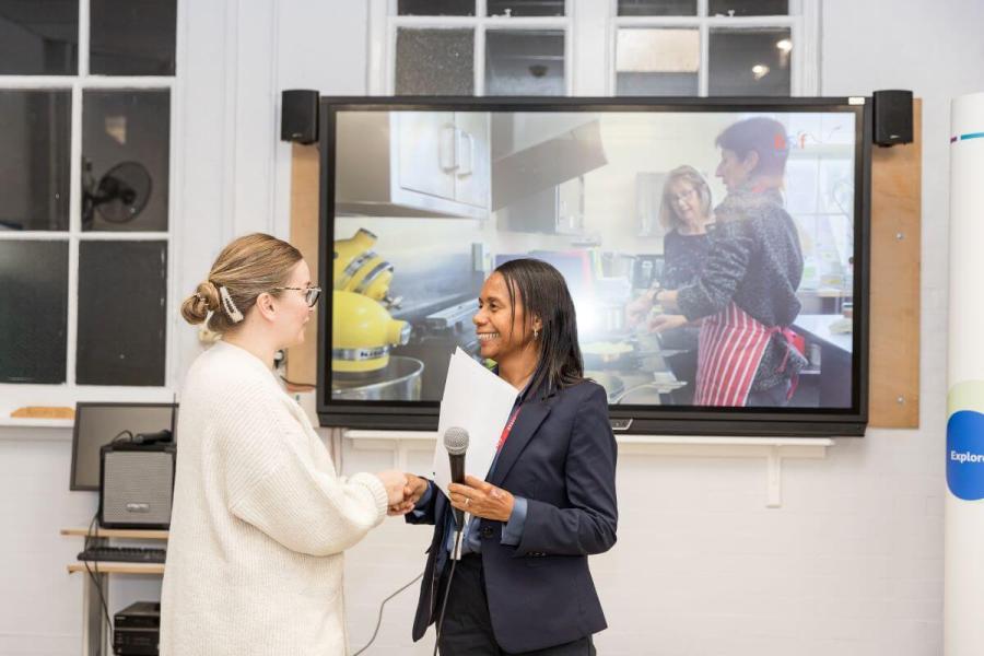 Natalia (left) with Penny Asumang (right), Deputy Head of the Macbeth Centre.