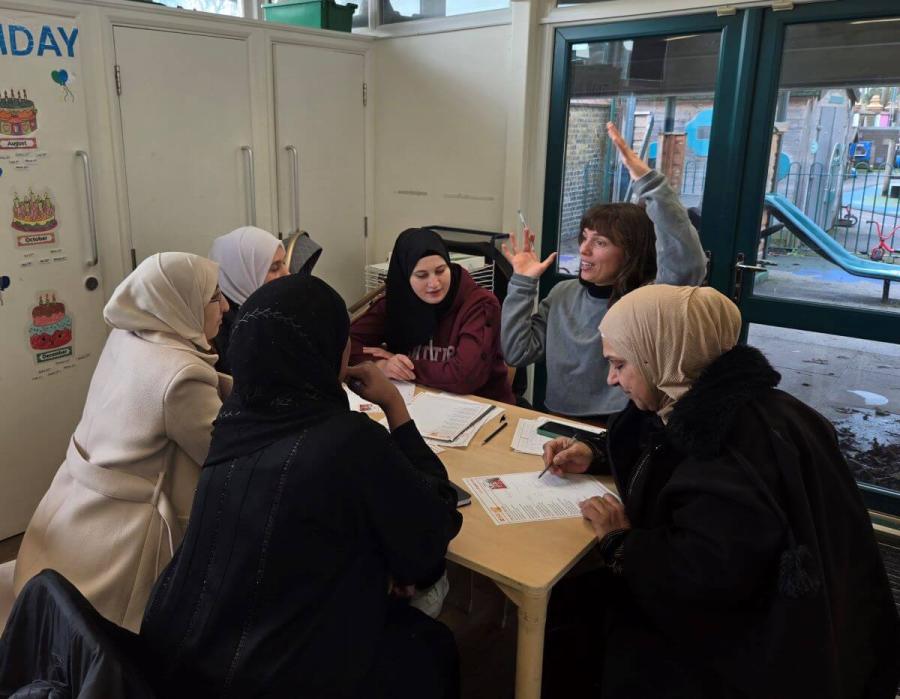 Students at the weekly English lessons