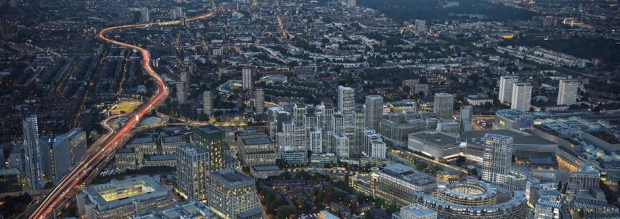 Aerial view of White City Innovation District