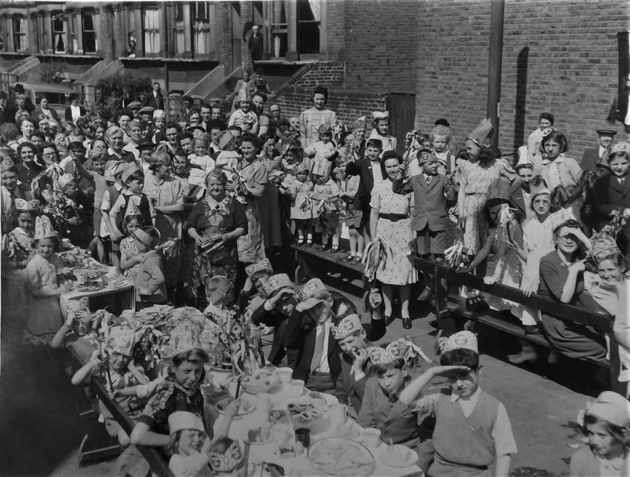 Victory celebrations on a Hammersmith street in 1945