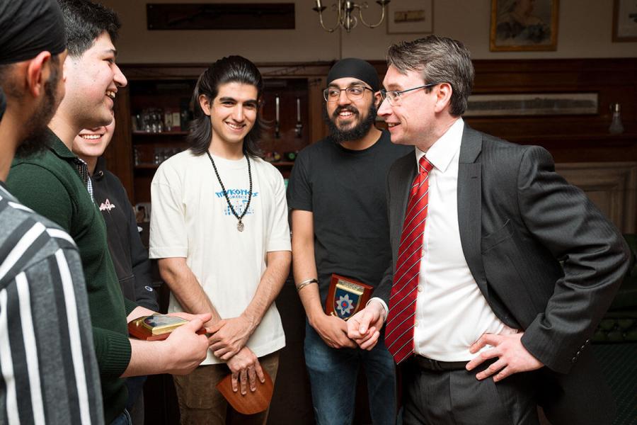 Cllr Rowan Ree talks to some of the evening’s winners