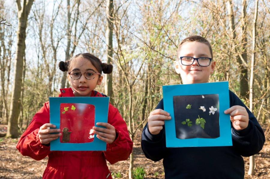 Pupils show off their forest art